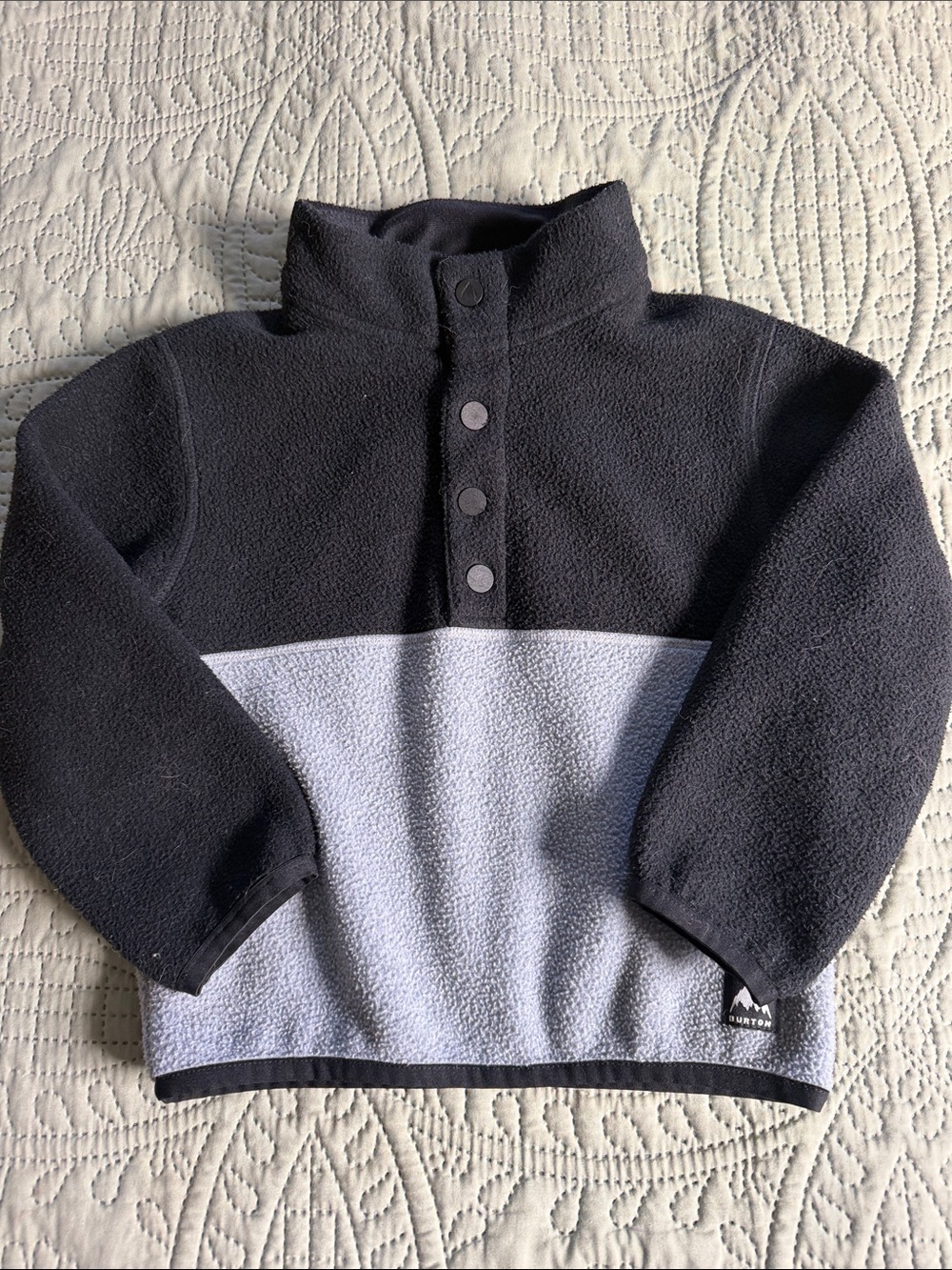 Burton Black and Gray Colorblock Fleece Pullover